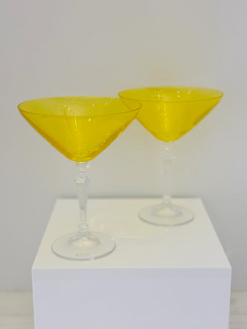 Painted Crystal Martini Glasses - Set of 2
